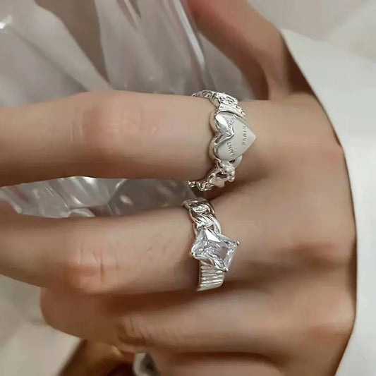 Crystal Heart Rings